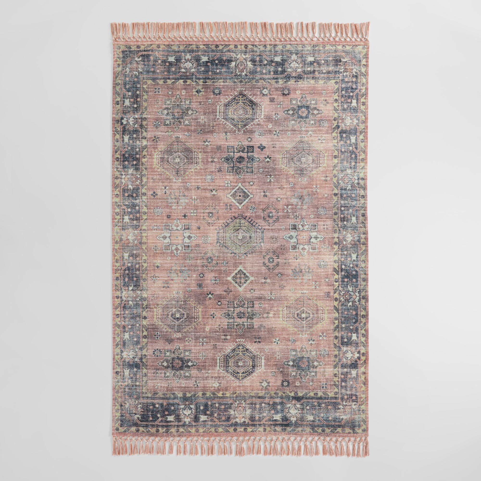 Rust and Black Persian Style Alma Indoor Outdoor Patio Rug: Multi - Polyester - Runner by World Market