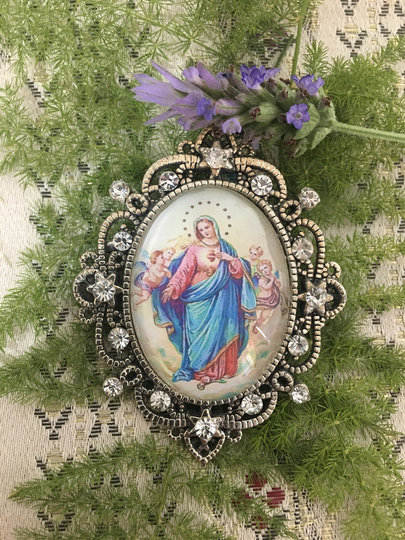Medallon Brooch, Immaculate Heart Of Maria