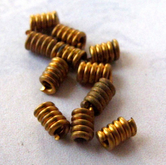 Vintage Brass Spring Tube Beads | 100x | V365