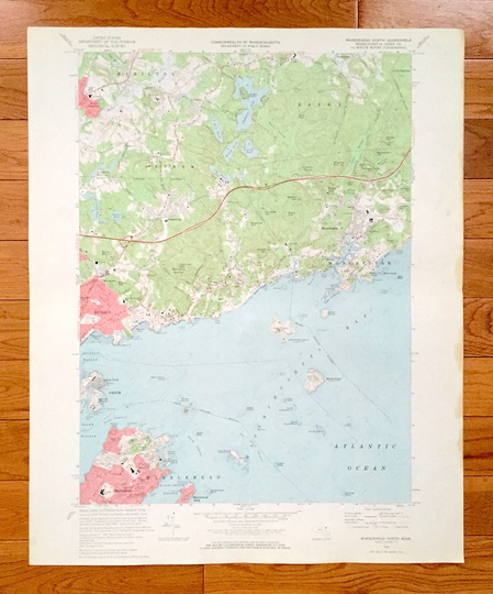 Antique Marblehead North, Massachusetts 1970 Us Geological Survey Topographic Map - Essex County, Hamilton, Wenham, Manchester, Salem, Ma