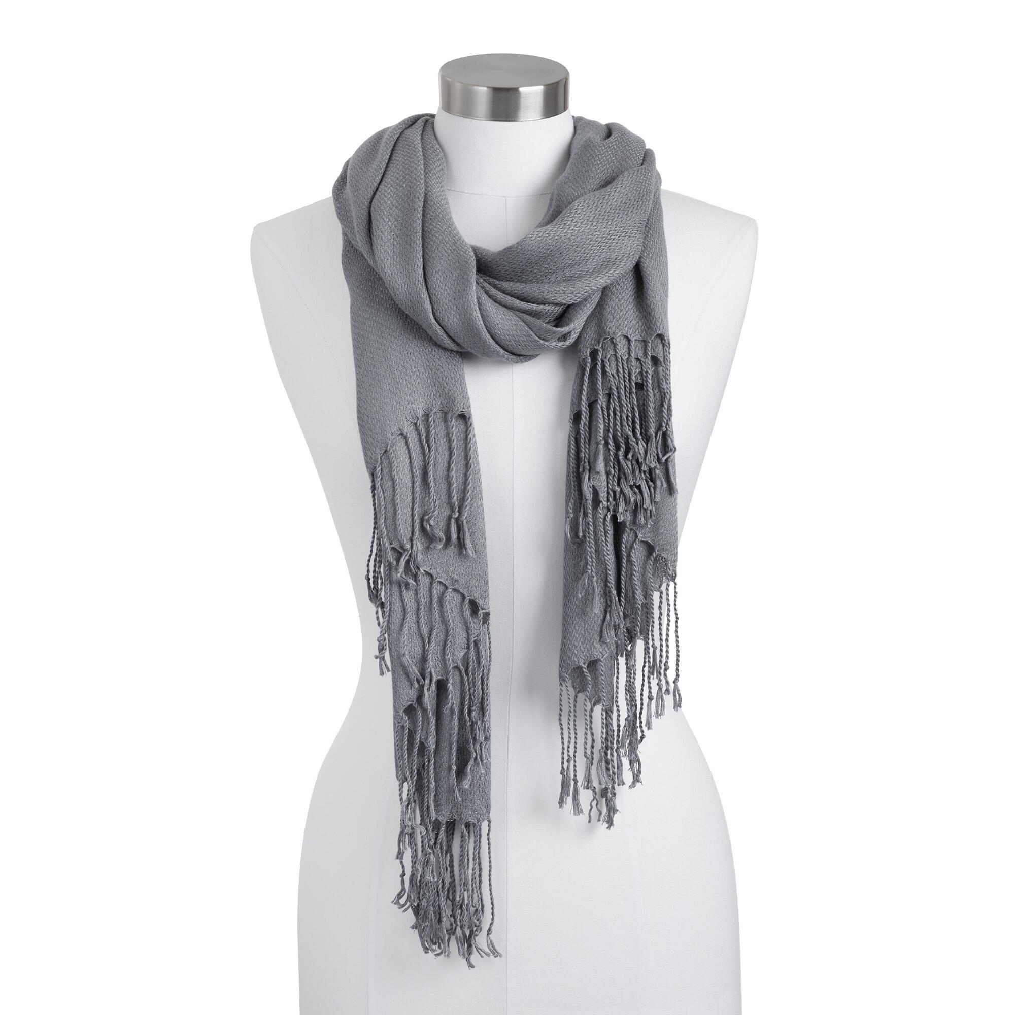 Gray Dobby Pashmina Style Scarf by World Market