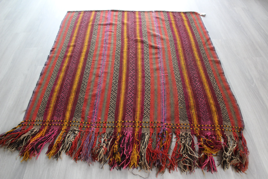 Vintage Wall Hanging, Ethnic Kilim Rug, Fringed Kilim, Tent Door Cover, Hanging Bohemian/4'8"x5'7" Feet