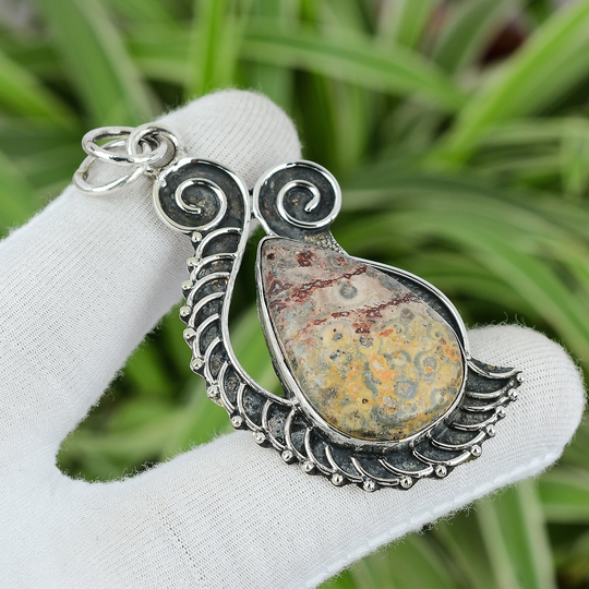 Ghost Eye Jasper Pendant 925 Sterling Silver Original Gemstone Beautiful Handmade Oxidized Anniversary Gift