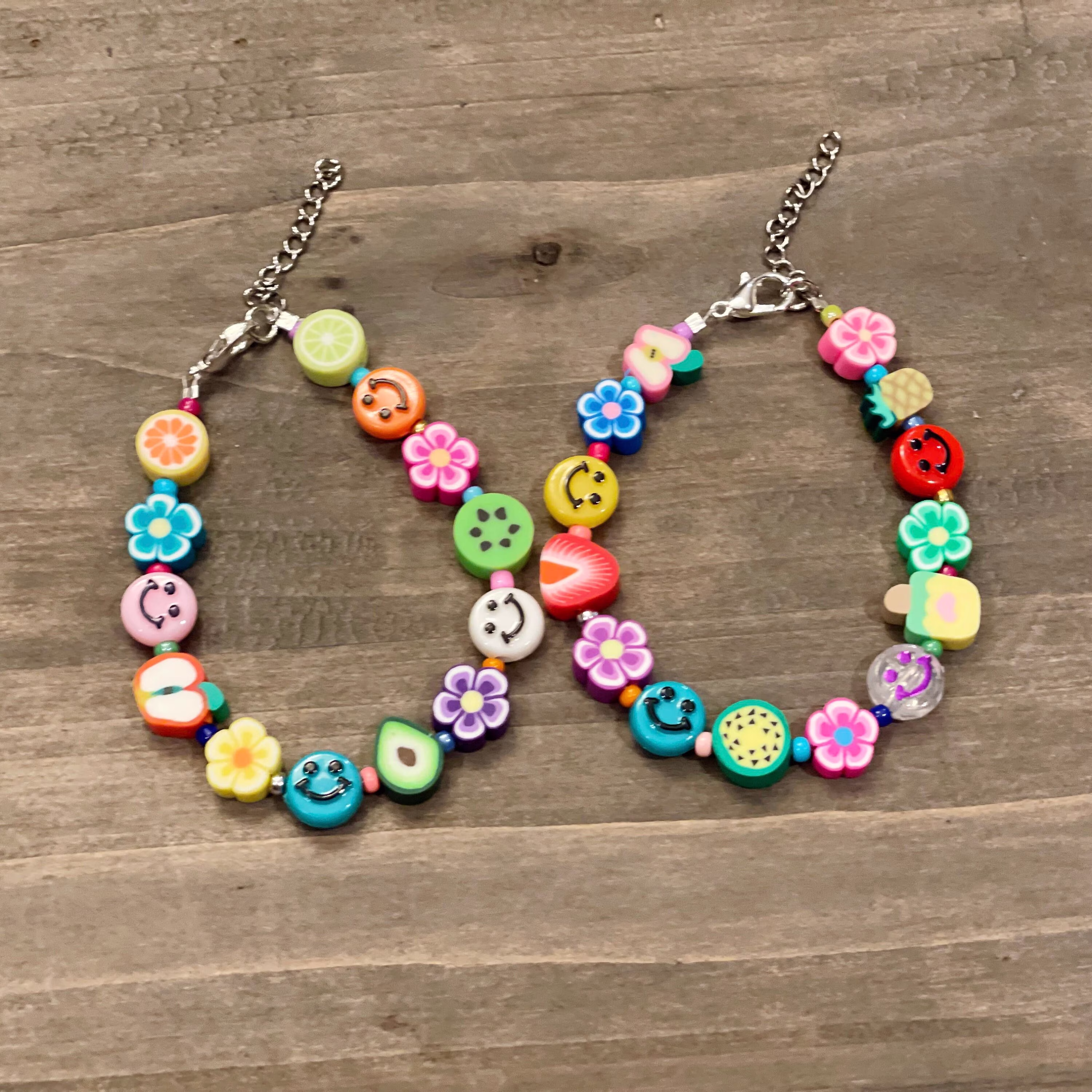 Y2K Bracelet, Aesthetic Fruit Bead Smiley Colorful 90S Beaded Bracelet