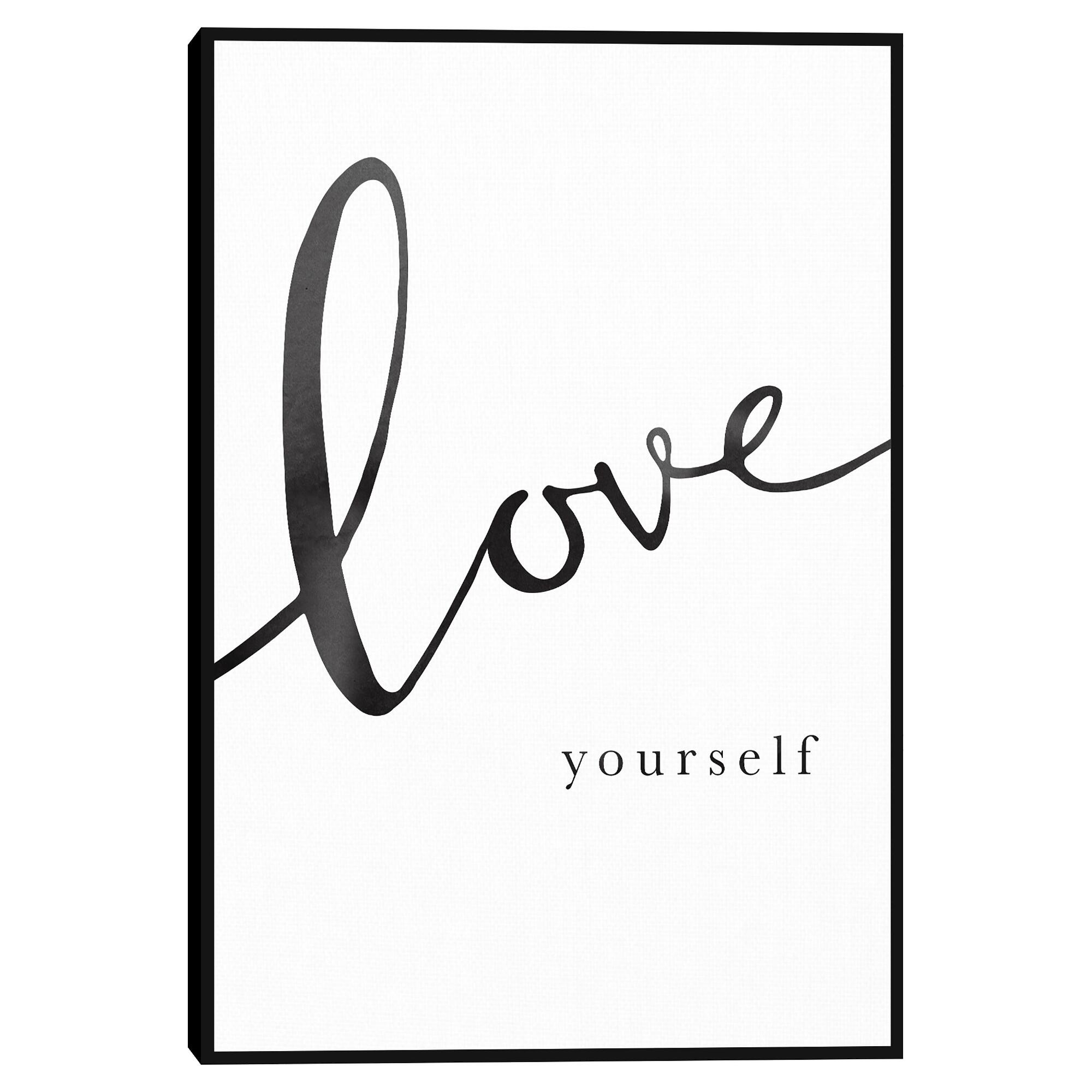 Love Yourself By Clara Wells Framed Canvas Wall Art: Black/White by World Market