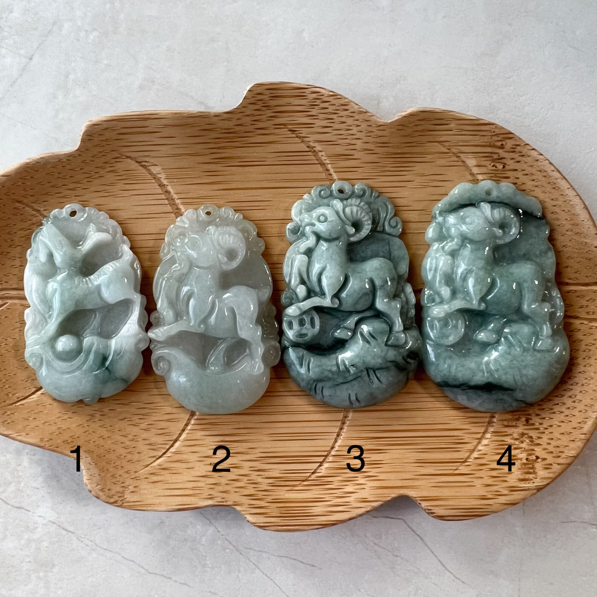 Jadeite Jade Sheep Goat Ram Chinese Zodiac Carved Pendant Necklace, Yw-0321-1646926431