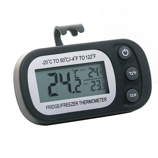 Refrigerator Hanging LCD Screen Digital Thermometer Waterproof Temperature Gauge - black