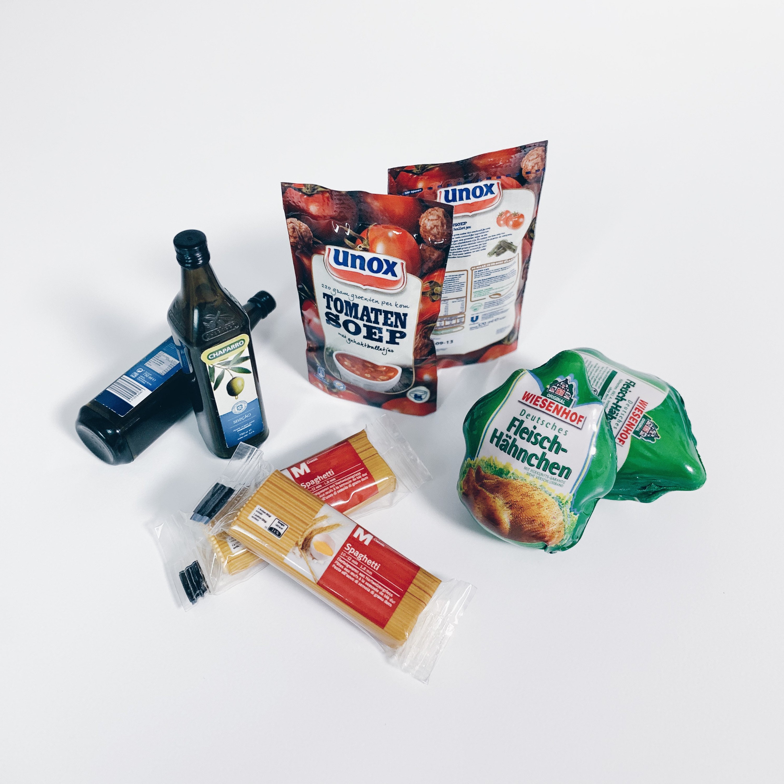 1/6 Dollhouse Miniature Supermarket Groceries Frozen Chicken/Olive Oil Tomato Soup Spaghetti