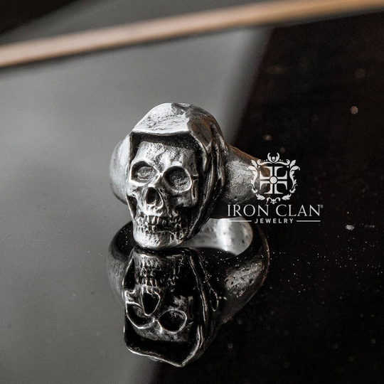 Hand Sculpted Small Crimson Ghost Hooded Ring Oxidized Lead Free Pewter Ring. Perfect Gift For Your Loved Ones