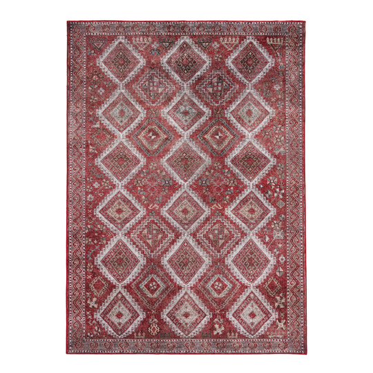 Red and Tan Persian Style Kilim Washable Area Rug: Red/Multi - Polyester - Runner by World Market