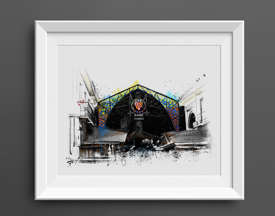 Boquería Market Barcelona Art Print Painting Bcn Inks Spain Handmade Poster Illustration City Modern Wall Decor | 103