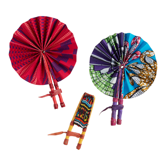 Small Ankara Folding Hand Fan: Purple - Fabric by World Market