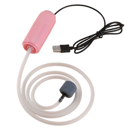 1 Set Aquarium Air Pump with Hanging Buckle USB Power Silent Fish Tank Air Compressor Aerator for Seafood Oxygenation - pink