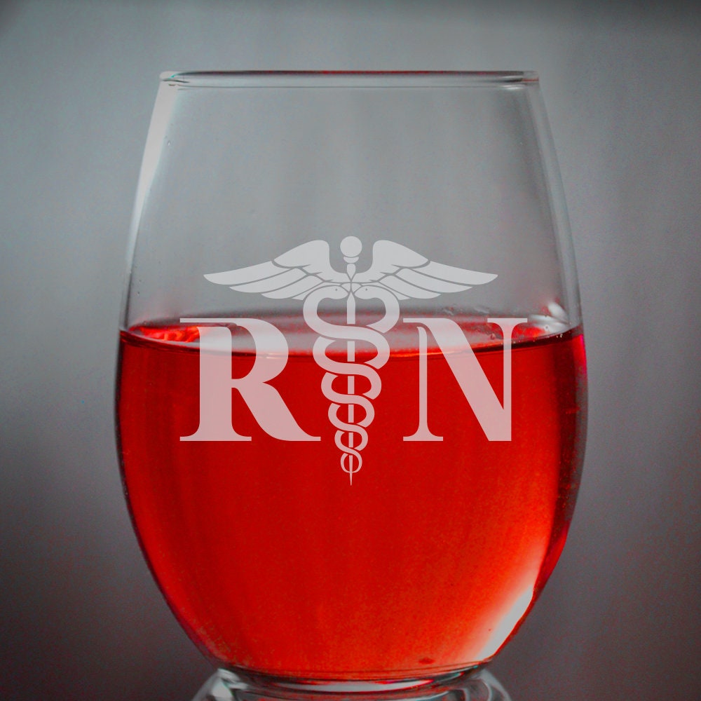 Custom Rn Register Nurse Engraved Wine Glass, Birthday Gift, Best Nurse, Glasses For Rn, Stemless