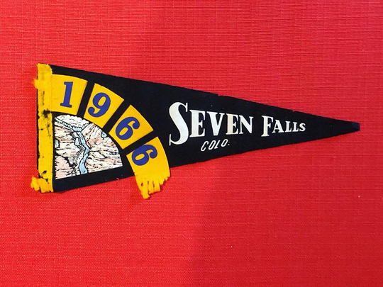 Vintage Mid Century Seven Falls Colorado Souvenir Pennant