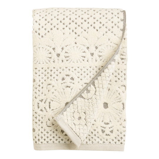 Ivory And Gray Sculpted Lattice Bath Towel - Cotton by World Market