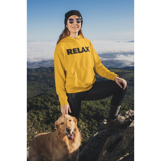 Relax Hoodie Unisex Heavy Blend Hooded Sweatshirt Word Hoodie Yellow White Gray and Red - medium grey