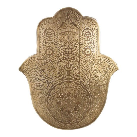 Small Antique Brass Etched Hamsa Wall Decor: Gold by World Market