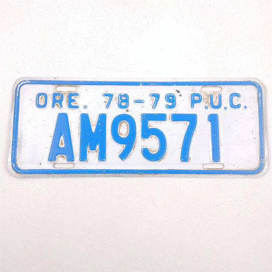 1978-79 Oregon State Puc Public Utilities Commission License Plate White Am9571