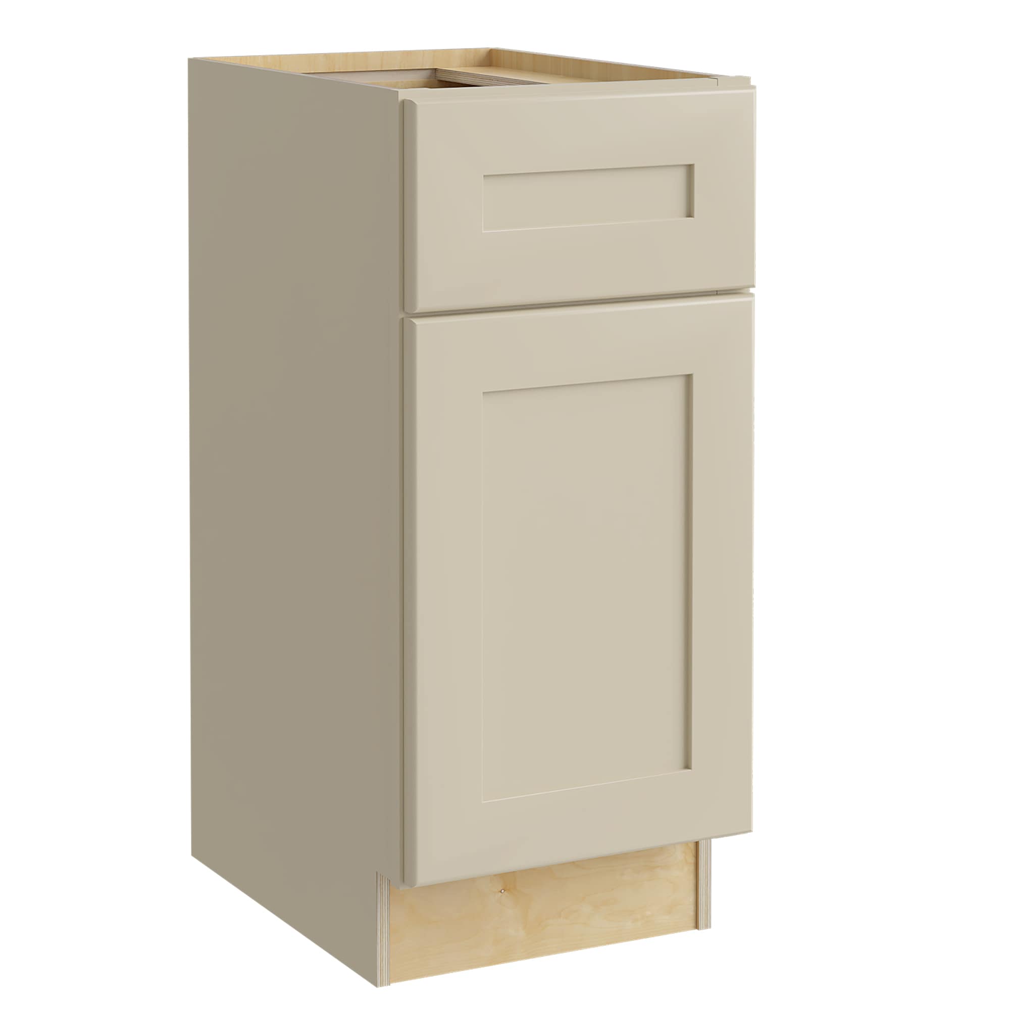 Luxxe Cabinetry 18-in W x 34.5-in H x 21-in D Norfolk Blended Cream Painted Door and Drawer Base Fully Assembled Semi-custom Cabinet in Off-White
