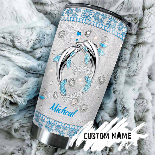 To My Husband Love You Dolphin Personalized Tumbler-Dolphin Tumbler-Meaningful Christmas Birthday Valentine Gift For Him Dolphin Lover