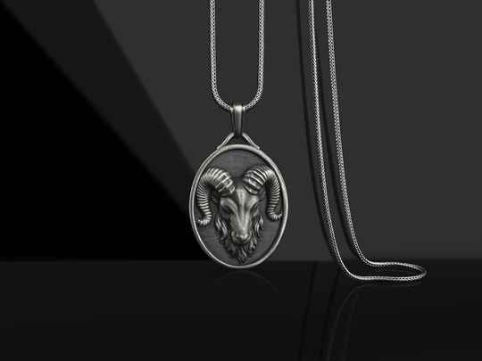 Handmade Aries Silver Men Necklace, Celestial Charm Pendant, Zodiac Necklace For Mens, Gift