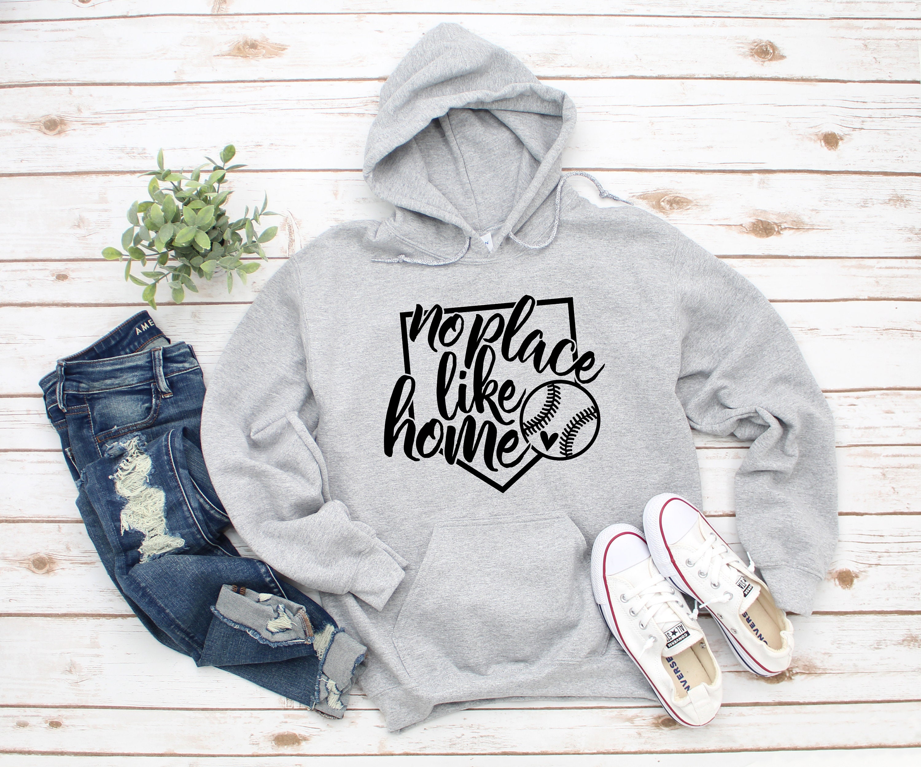 No Place Like Home Heavy Blend Hooded Sweatshirt Hoodie, Baseball Mom Funny Mom, Game Day, 12 Colors