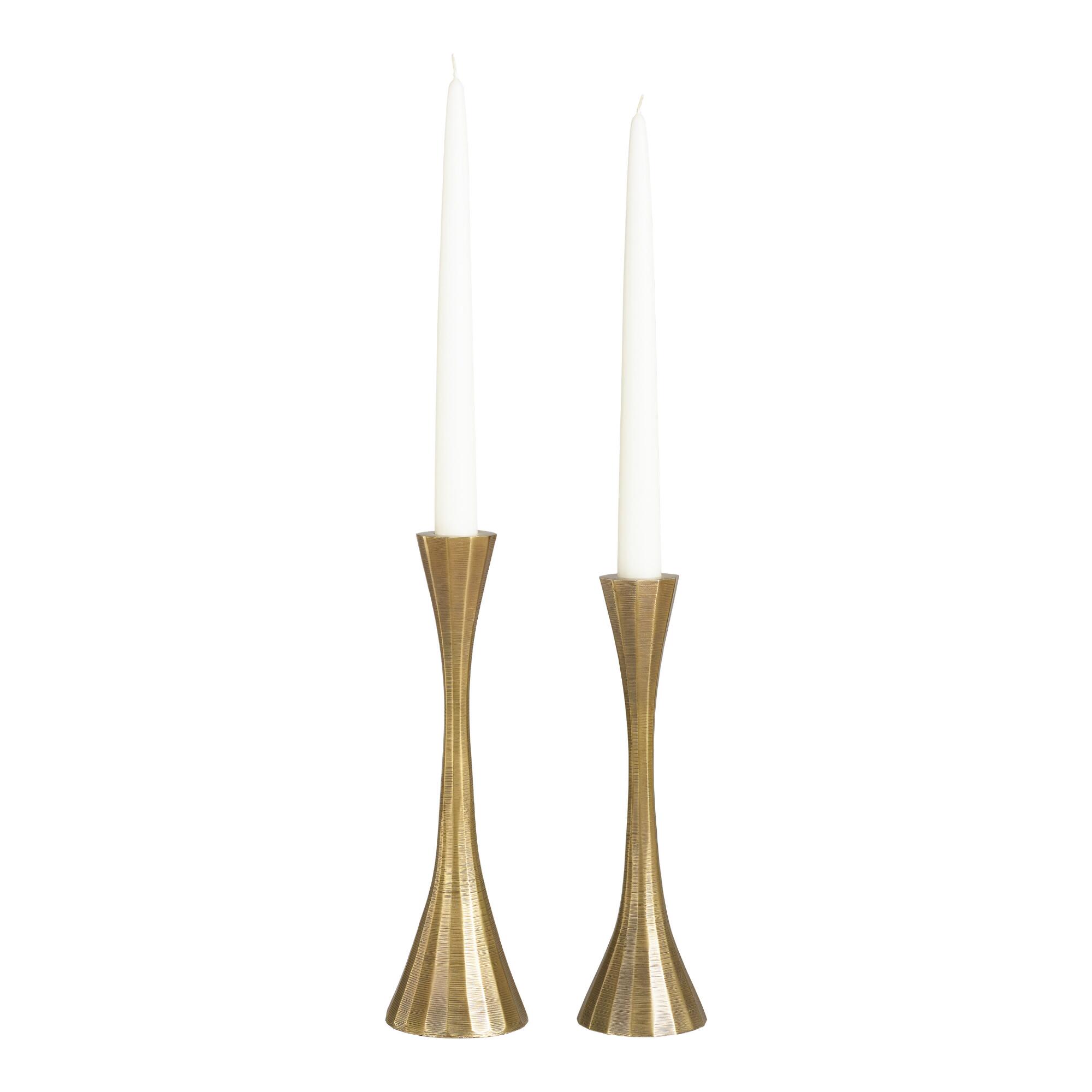 Antique Gold Ribbed Taper Candle Holder by World Market