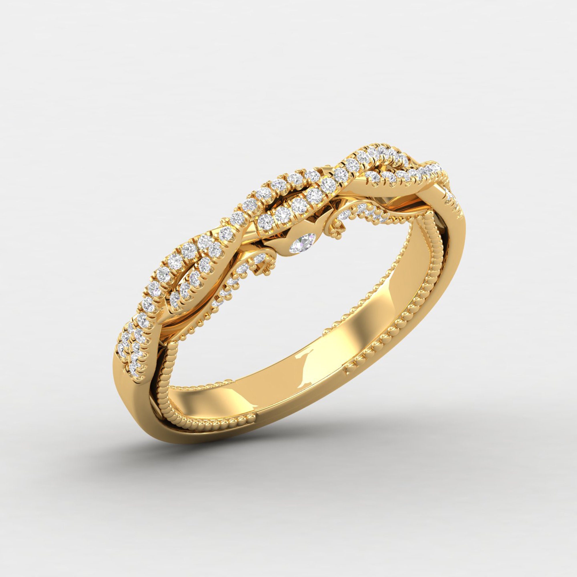 Art Nouveau Diamond Wedding Ring, 18K Gold Antique Victorian Engagement White Gift For Her