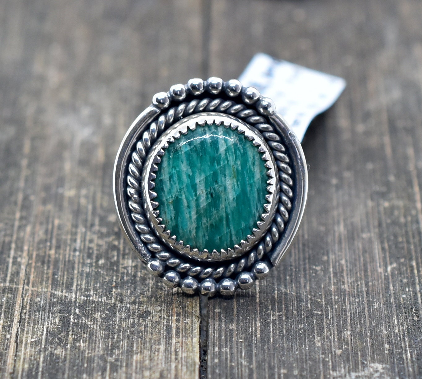 Amazonite Ring 7.5/9 Us Silver Ring, Handmade Dainty , Cabochon Woman Mothers Day Gift, Hp01 51-60 Fine Jewelry