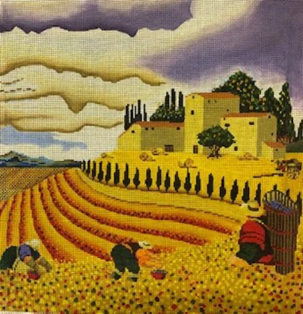 Needlepoint Handpainted Cooper Oaks Village Harvest 15x15 -Free Us Shipping