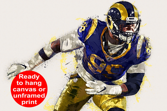 Aaron Donald Watercolor, Los Angeles Rams Wall Art, La Canvas, Superbowl Champions