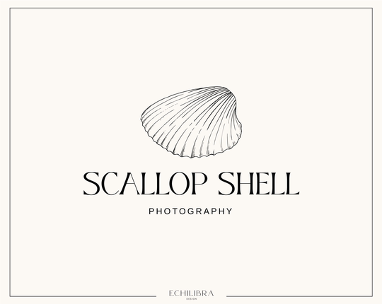 Pre-Made Scallop Shell Logo, Seashell Ocean Seaside Coastal Logo Design, Seafood