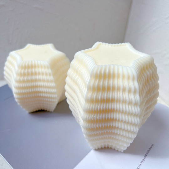 Geometric Hexagon Ribbed Candle Mold For Making, Aromatherapy Candle, Soap Making Mold, Home Decor By Msdiysupplies
