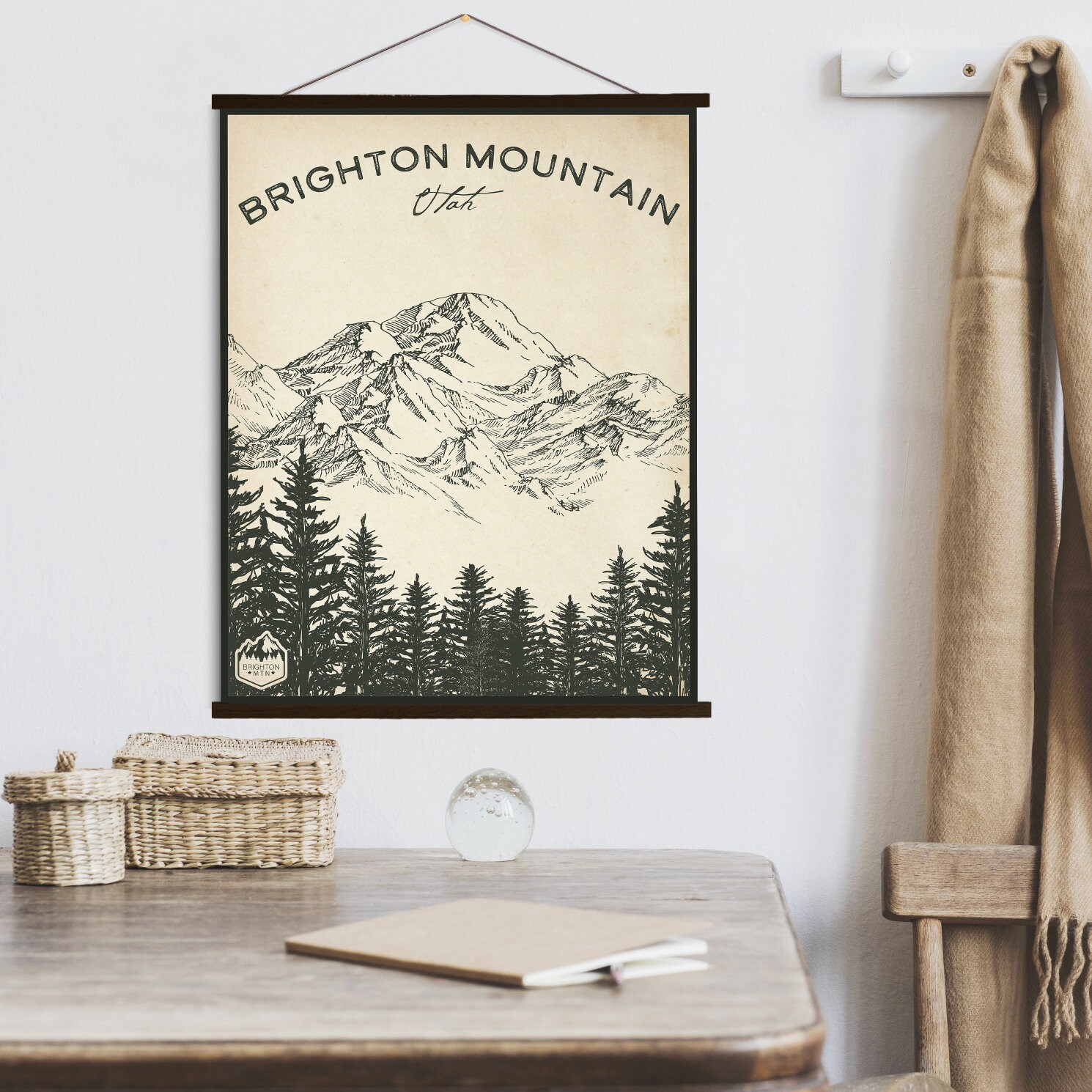 Brighton Utah Ski Resort Sketch Print | Hanging Canvas Of Printed Marketplace