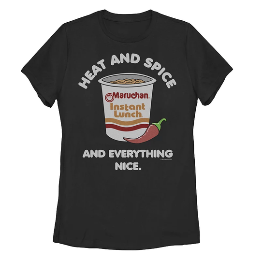 Juniors' Maruchan "Heat And Spice And Everything Nice" Graphic Tee, Women's, Size: XL, Black