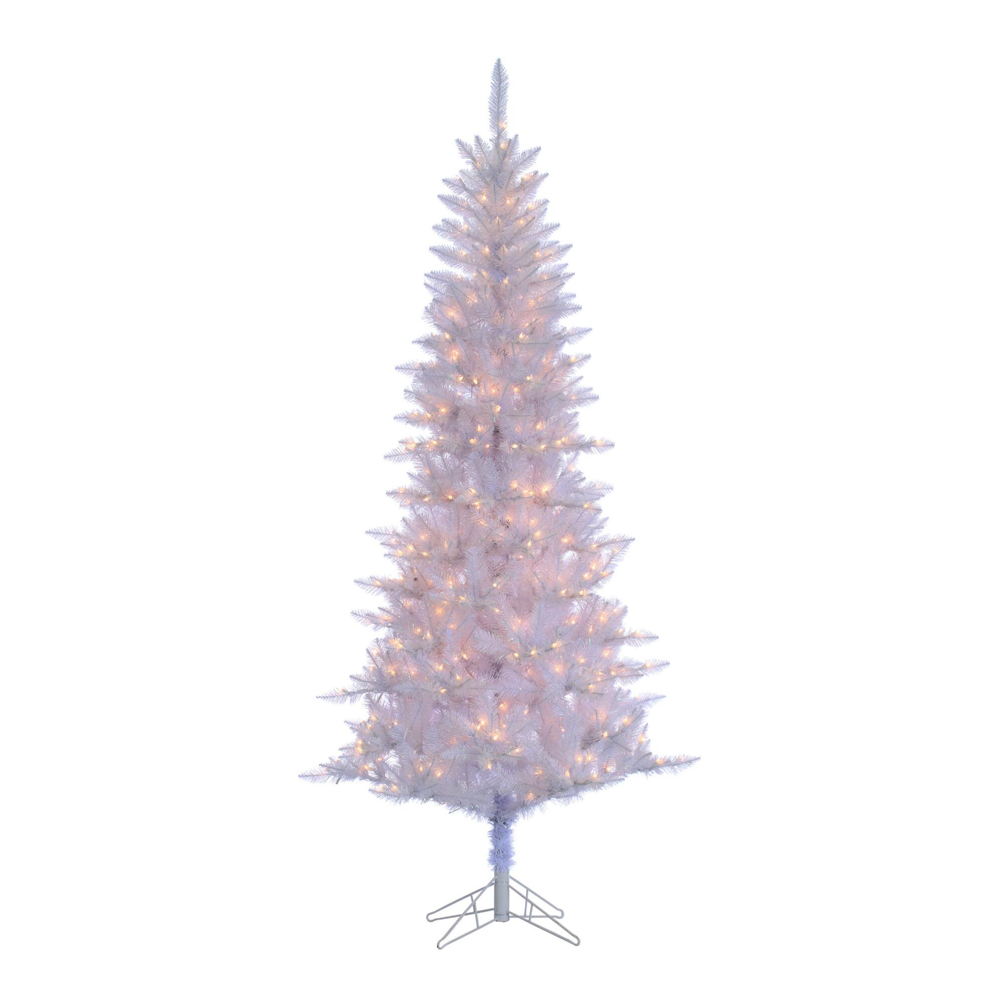 Full White Tinsel Pre Lit Artificial Tiffany Tree: Green/White by World Market
