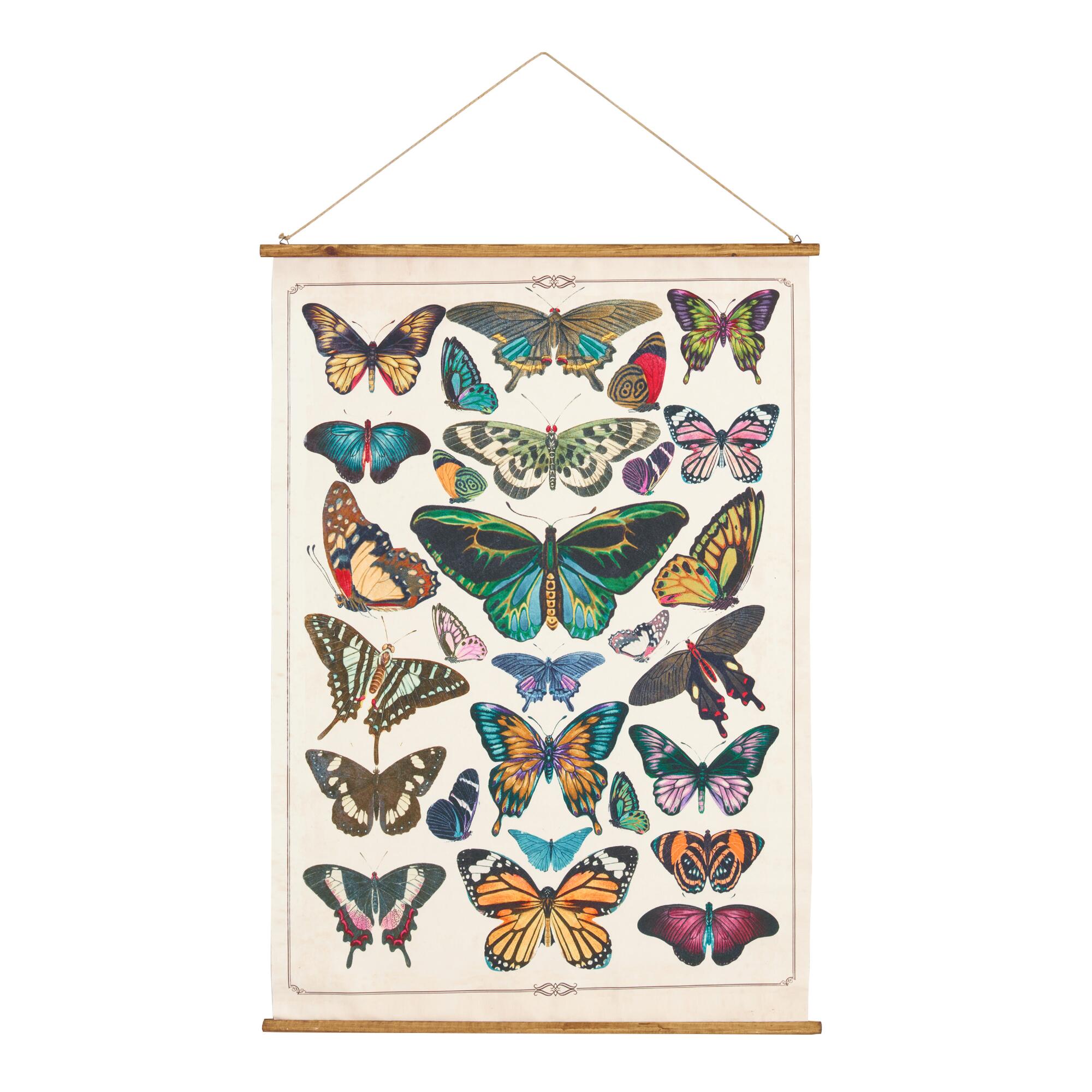 Butterfly Linen Scroll Wall Hanging: Multi - Natural Fiber by World Market