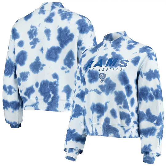 Women's Junk Food Royal Los Angeles Rams Tie-Dye Cropped Pullover Sweatshirt, Size: XL, LAR Blue
