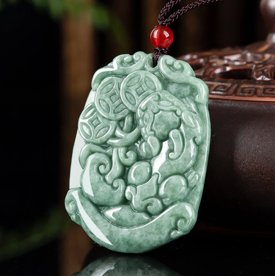 Natural Myanmar Jade Jadeite Piyao Brave Troops Pendant Necklace, It Can Absorb More Money & Lucky, Gift For Women, Jewelry