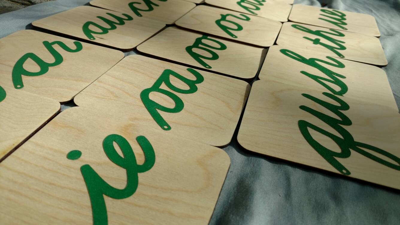Cursive Blends On 4x5 Birch Wood Boards"