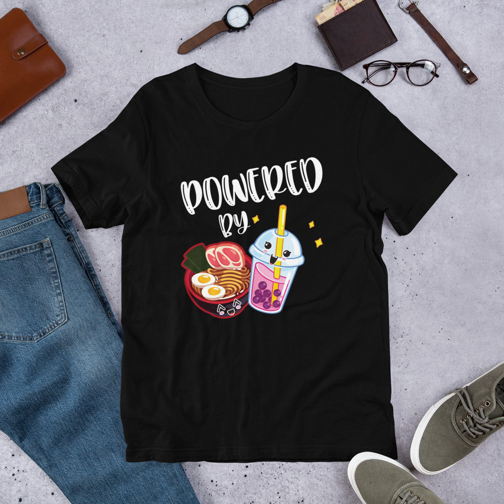 Powered By Ramen Japanese Noodle Bubble Tea Cute Funny Shirt