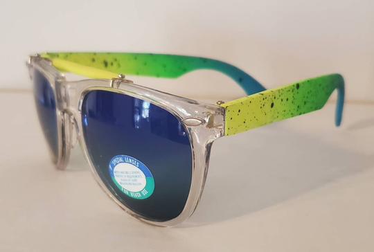 Vintage Sunglasses // Multicolor Beach Shades Hawaiian Theme Party Clear Frames Ocean Lenses Retro