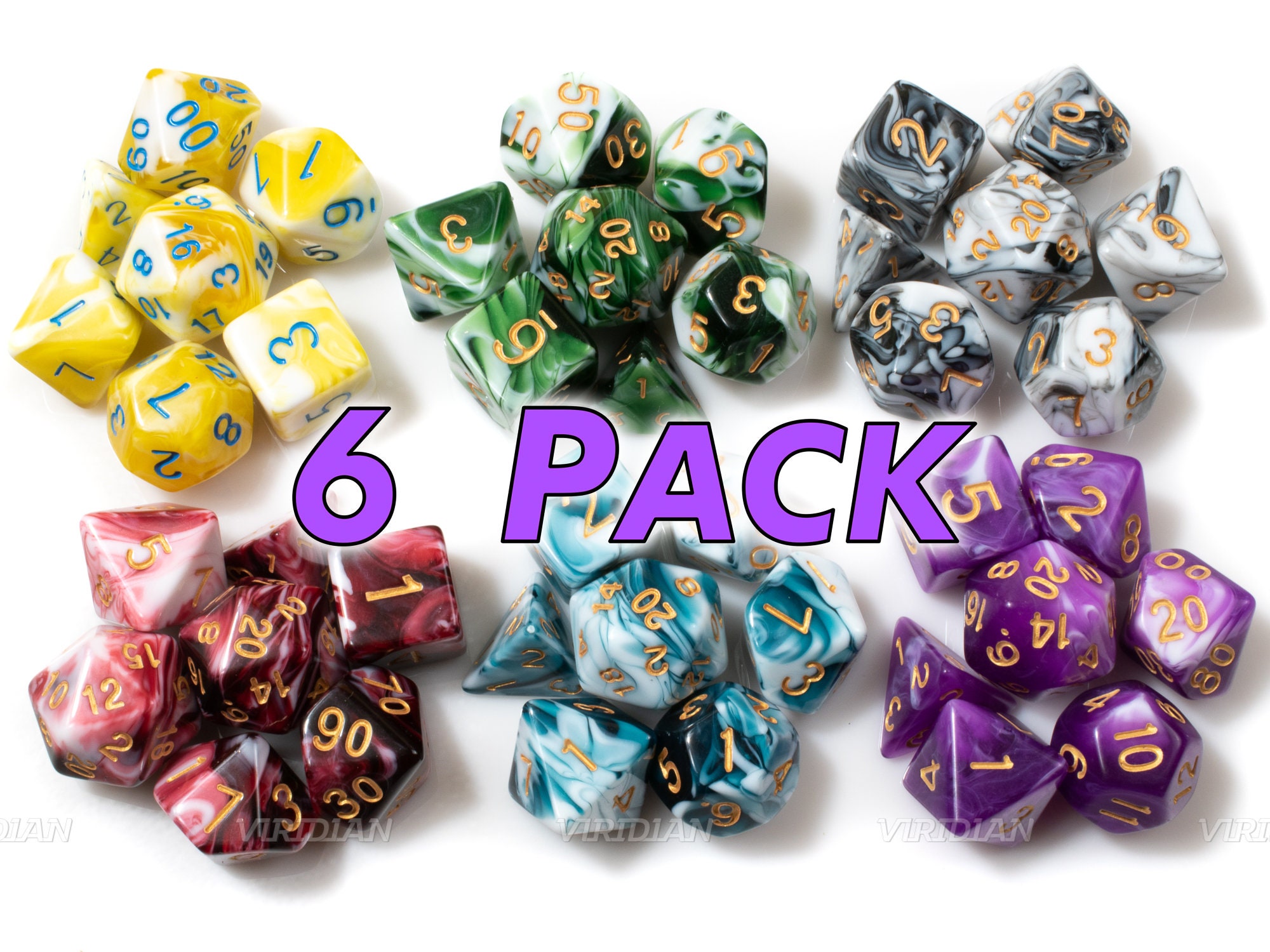 Light Blend | Party Pack | 6 Blended Cream Dice Sets, 42 Total Dnd 5E Acrylic Dm Value Set
