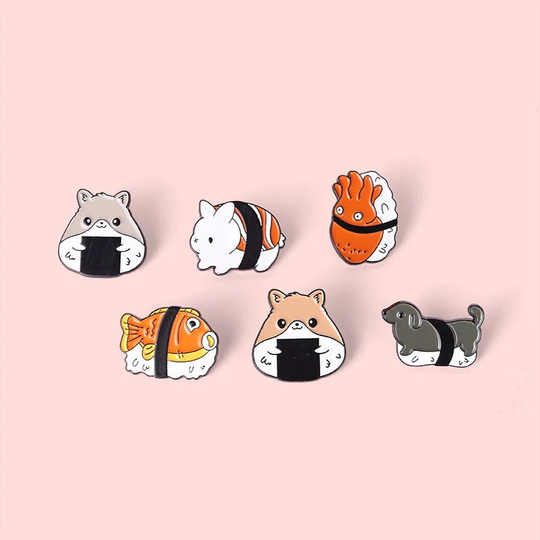 Cute Animal Sushi Enamel Pin | Gift For Lover Lapel Pin Badge Environmentally Friendly Alloy Pins Backpacks, Hat
