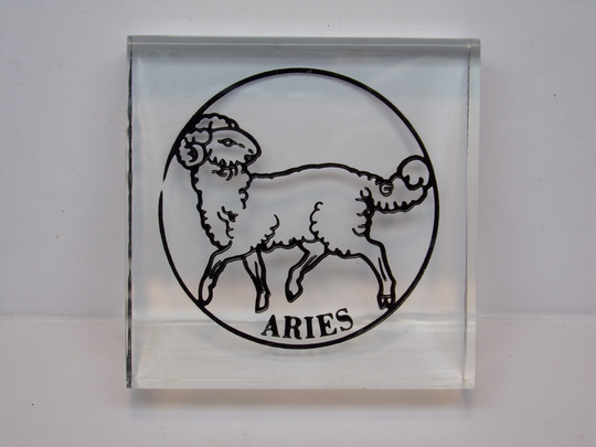 Vintage 1970's Aries Lucite Paperweight