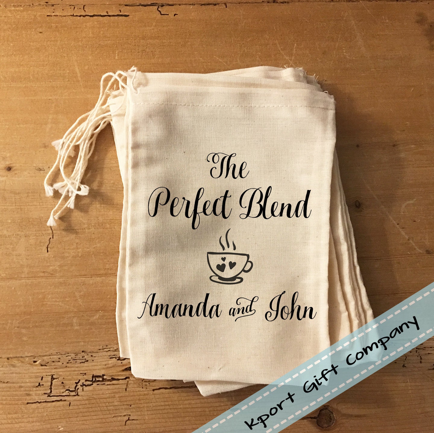1 Perfect Blend Coffee Wedding Favor Bag - Favors For 3x5 4x6 5x7 6x8 7x9 7x11 Drawstring Personalized Custom Cotton