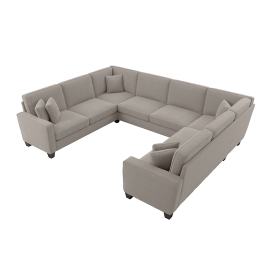 Bush Furniture Stockton Modern Beige Herringbone Fabric Polyester/Blend Sectional in Brown | SNY123SBGH-03K