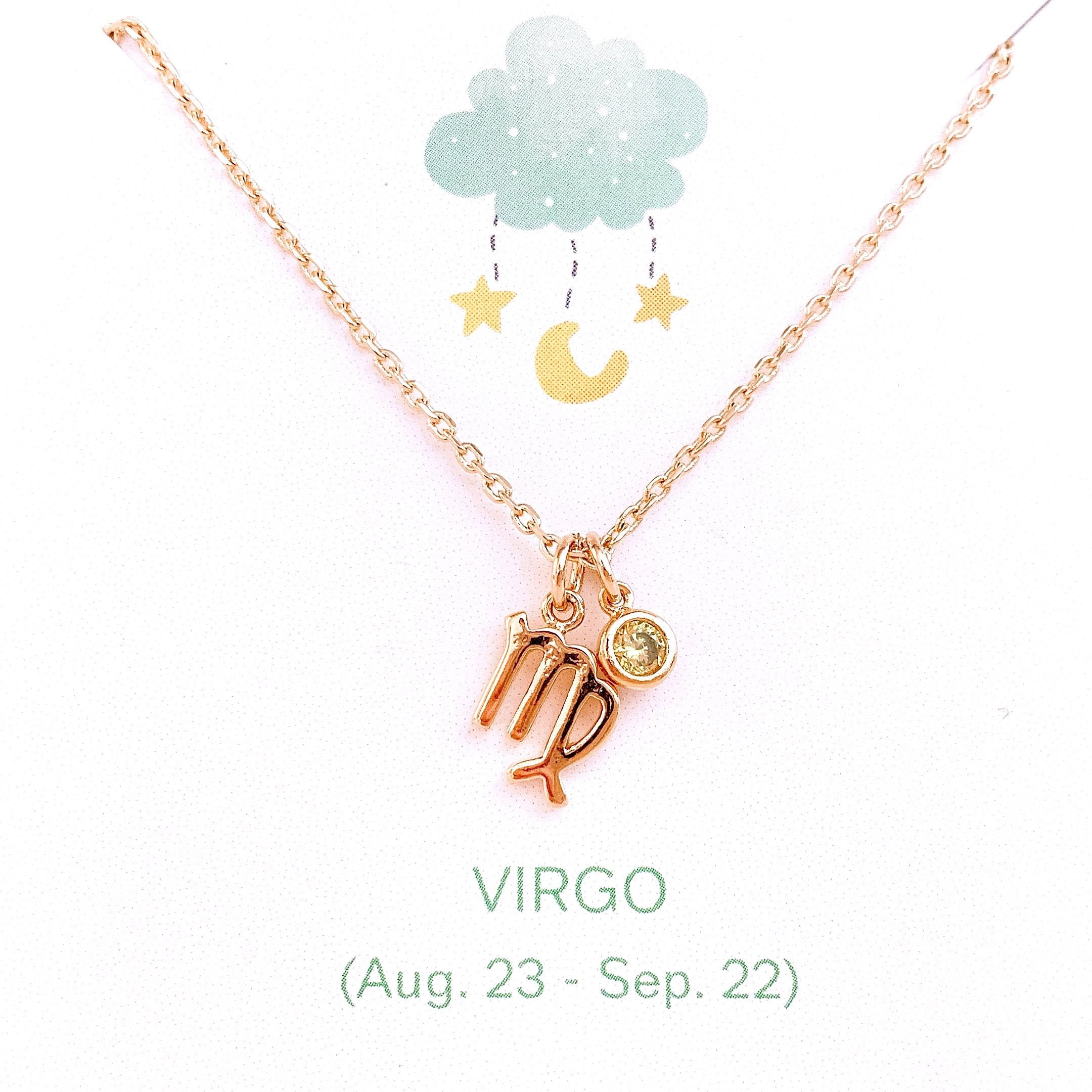 Virgo Necklace - Birthstone Necklace- Astrology Sign- Gold Star Zodiac Jewelry- Vintage Constellations Birthday Gifts