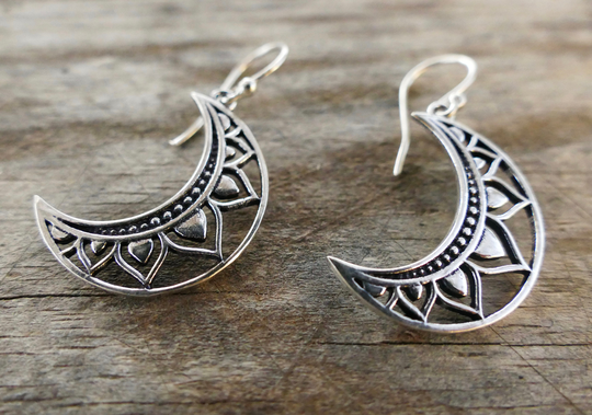 Moon Earrings, Silver Plated Moon Earrings For Woman, Beautiful Gift, Gift Design